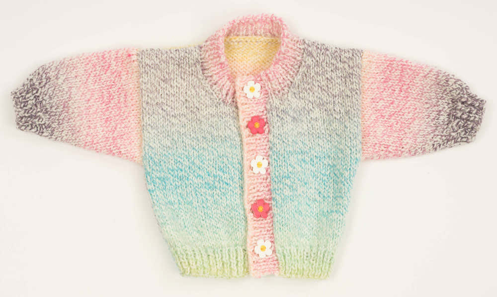 Baby Sweater in Plymouth Encore Worsted Colorspun - F168
