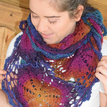 Flower scarf and shawl in one.