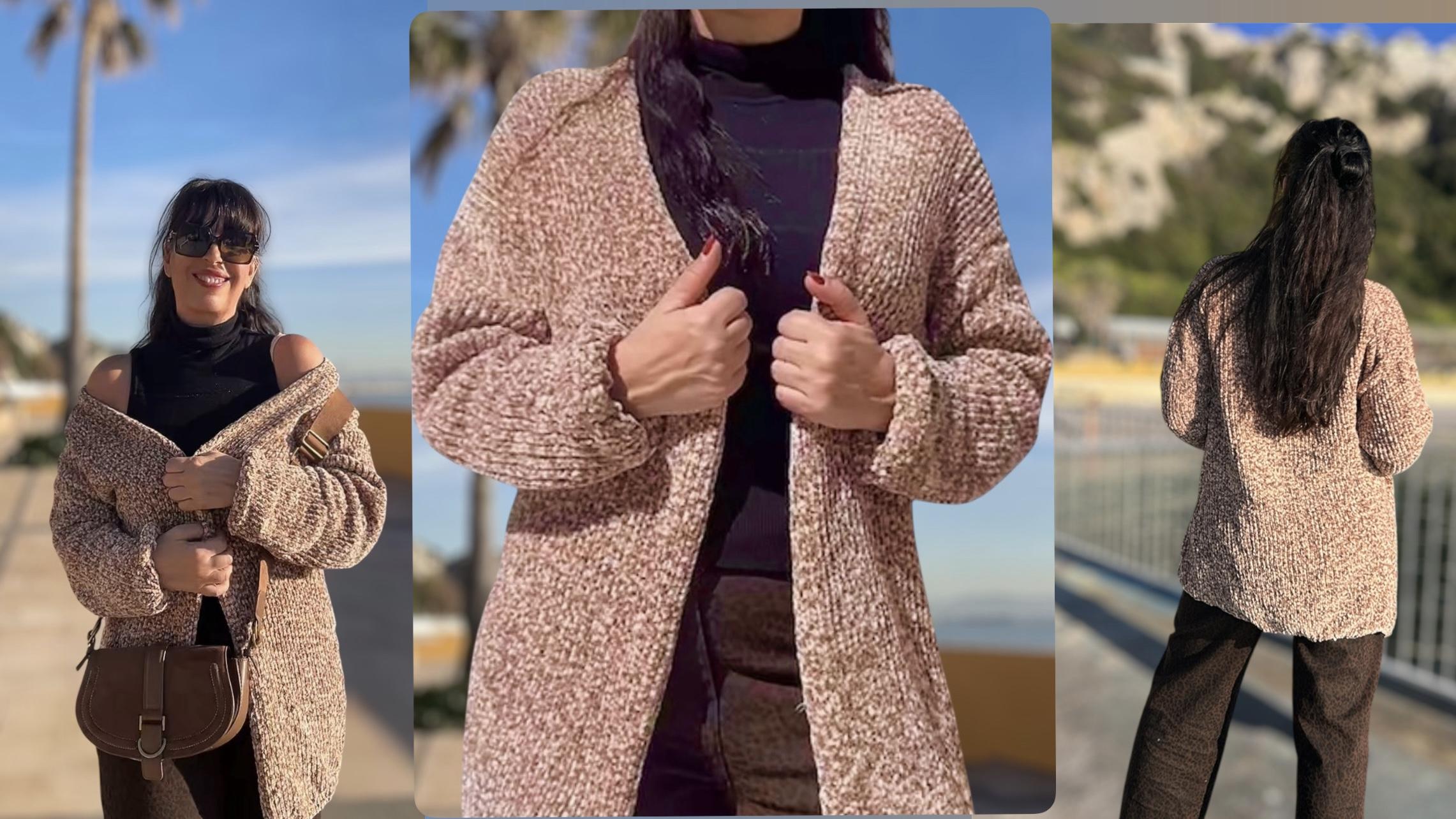 Cardigan Knitting Pattern Easy Chunky 5 panels