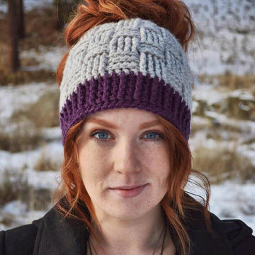 Basket Weave Ponytail or Messy Bun Hat