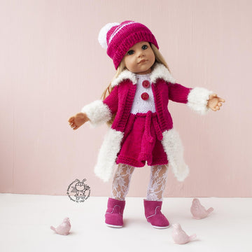 Outfit  Raspberries for 18in doll knitting flat