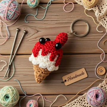 Amigurumi Ice Cream Keychain Pattern | PDF Photo & Video Tutorial | Easy Crochet Keyring