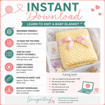 Easy Chenille Baby Blanket Knitting Pattern PDF | Beginner Blanket Pattern