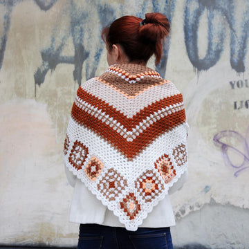 Cozy Corners triangular crochet scarf