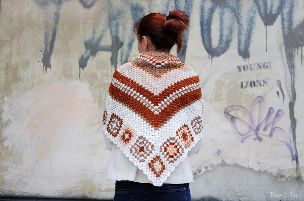Cozy Corners triangular crochet scarf
