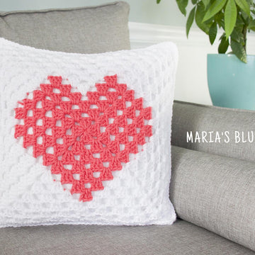 Granny Square Heart Pillow