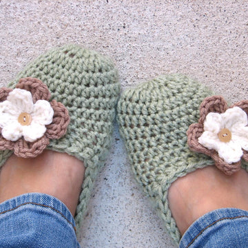 Crochet Slippers with flower