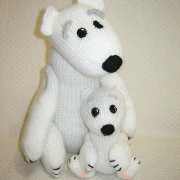 Toy knitting patterns - Knitted Polar bears, mother with cub, family toys