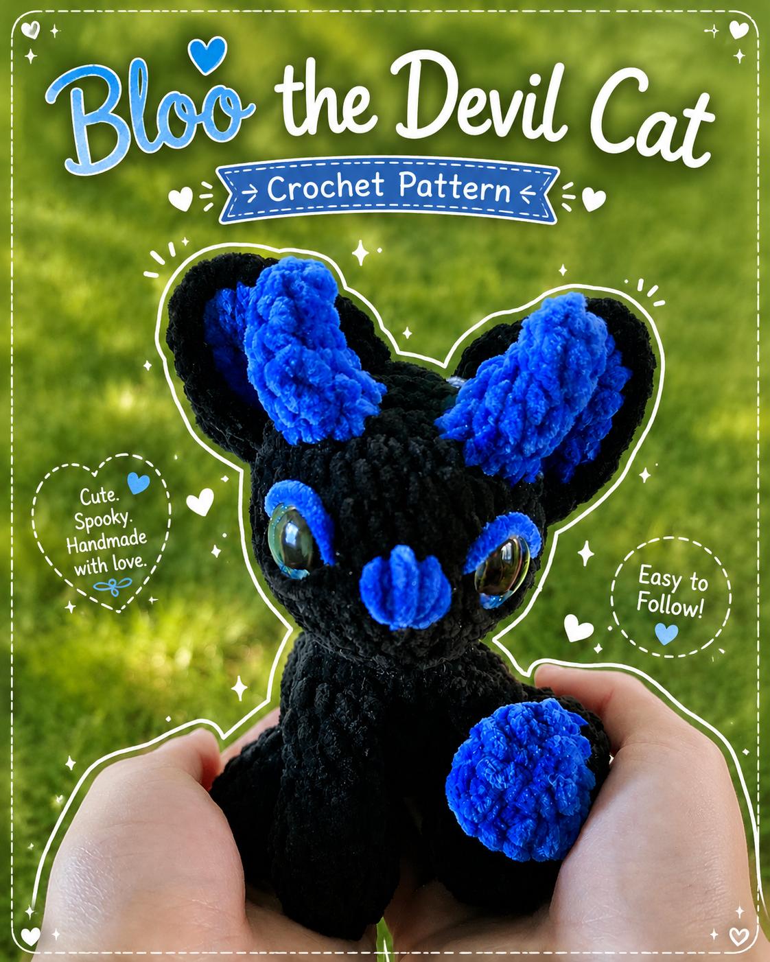 Bloo the Devil Cat Amigurumi, Crochet Pattern