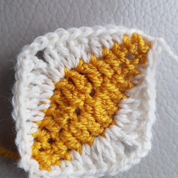 Crochet Orla Kiely inspired cushion