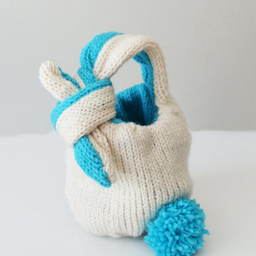 Knit Bunny Baskets, Adjustable and Reversible (bowls004)