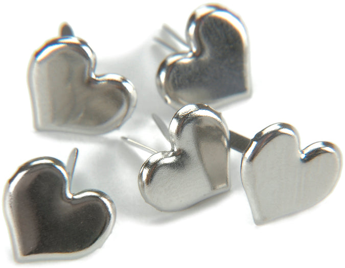 Creative Impressions Metal Paper Fasteners 50/Pkg - Hearts - Silver