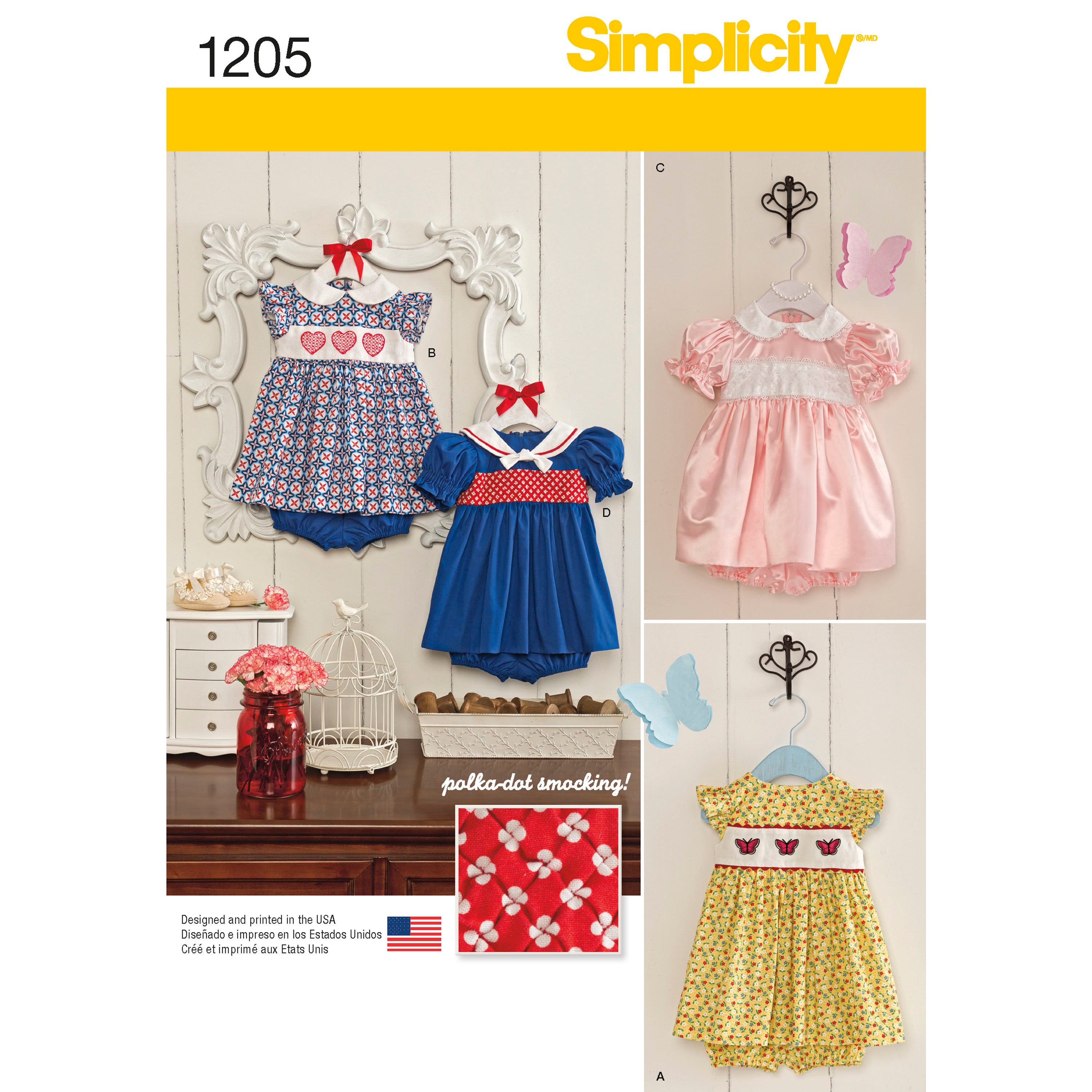 Simplicity Babies' Dress and Panties 1205 - Paper Pattern, Size A (XXS-XS-S-M-L)