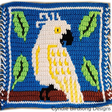 Tropical Cockatoo - mosaic crochet square