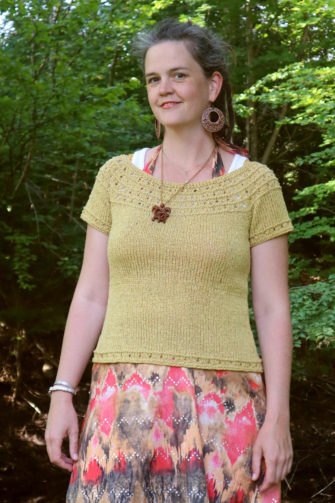 Eyelet Yoke Pullover