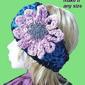 322 CHUNKY STYLE BLUE HEADBAND WITH FLOWER