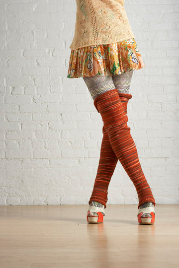 Thigh High Footless Socks  in Lion Brand Sock Ease - 70782AD