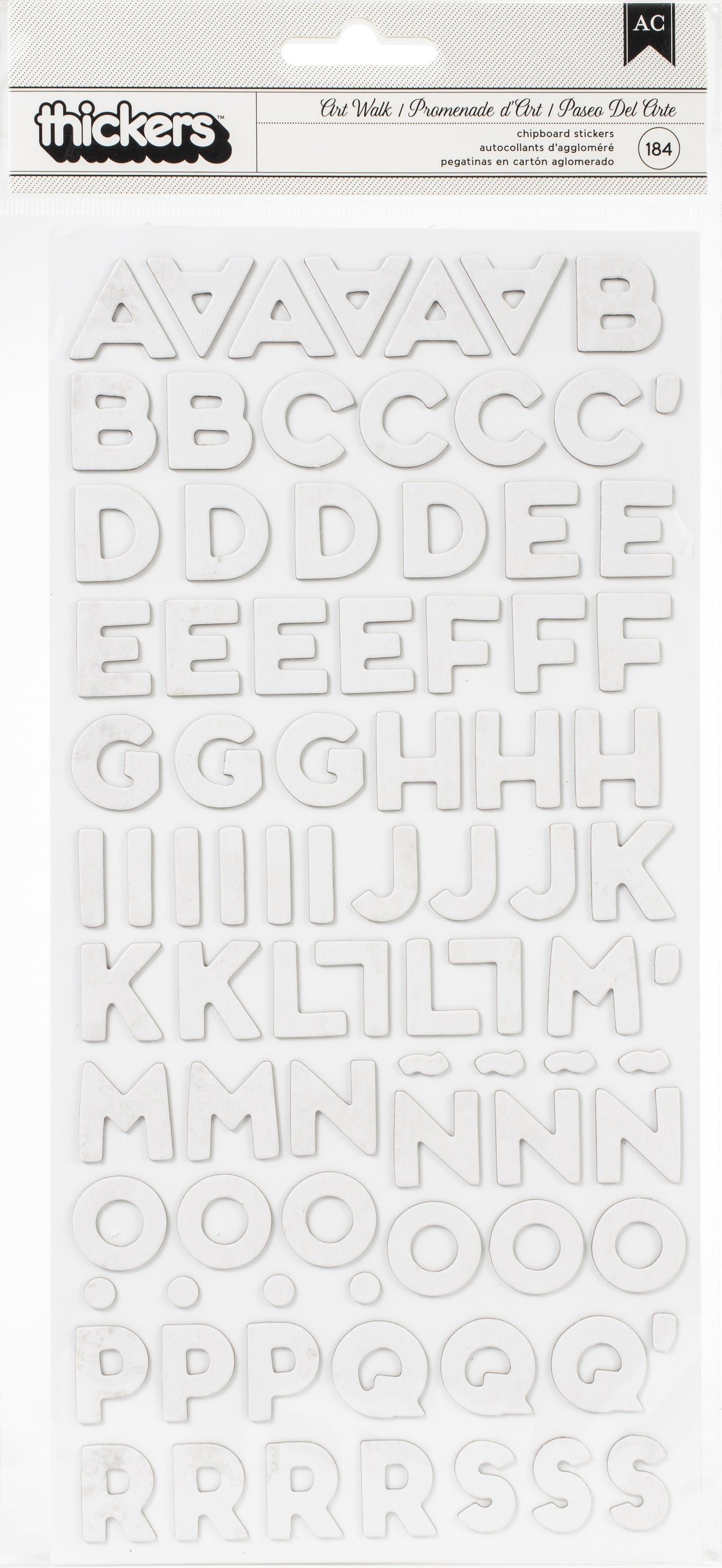American Crafts Heidi Swapp Art Walk Thickers Stickers 184/Pkg - Alphabet/Chipboard
