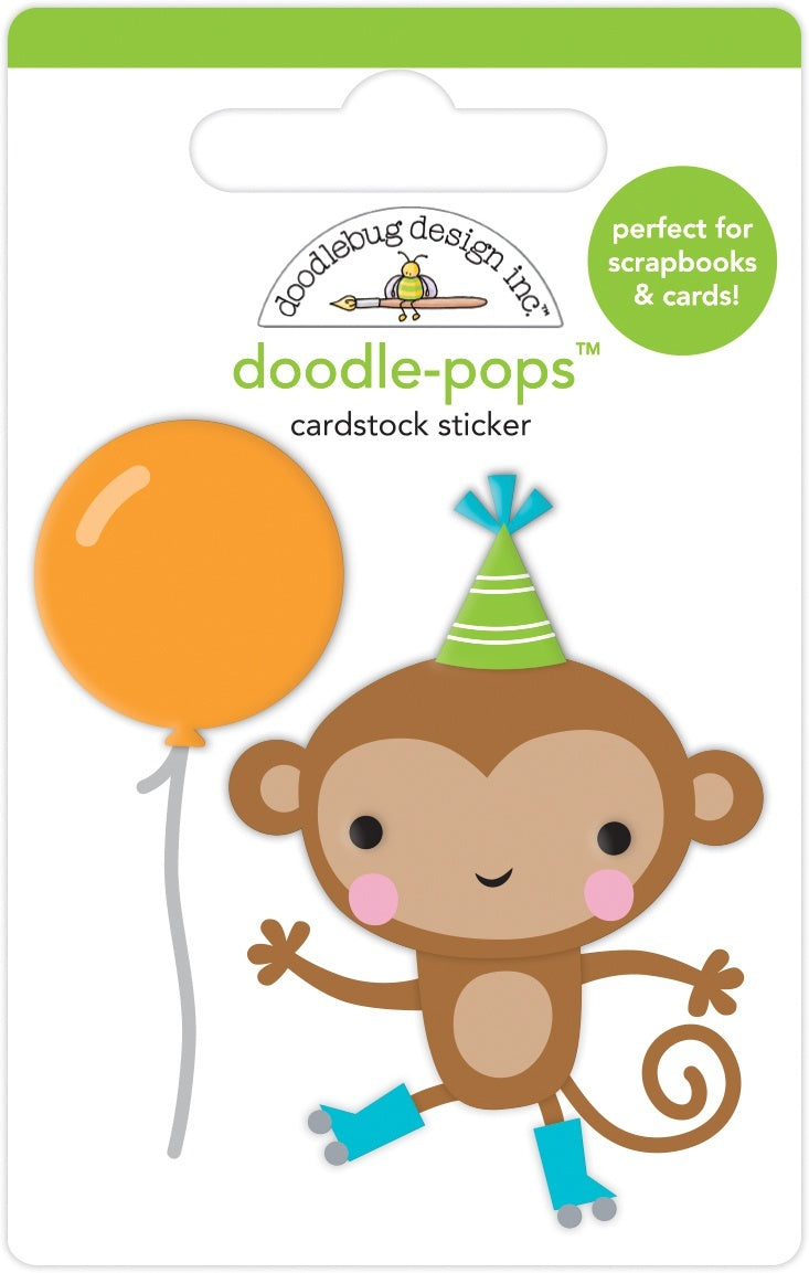 Doodlebug Doodle-Pops 3D Stickers - Monkey Business, Party Time