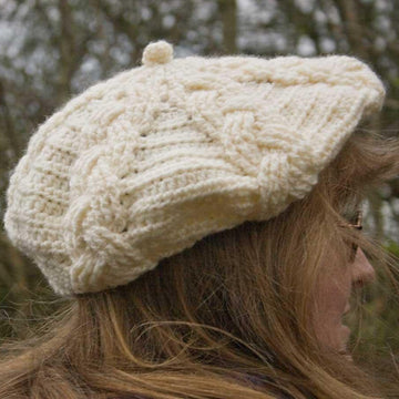 Cabled Beret and Newsboy Cap - Aran Version