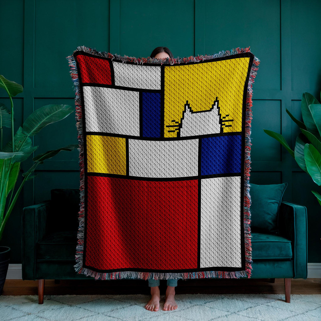 Mondrian Cat Blanket C2C Crochet Pattern