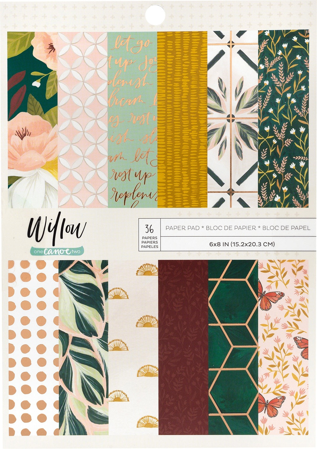 American Crafts One Canoe Two Single-Sided Paper Pad 6"X8" 36/Pkg - Willow W/Copper Foil