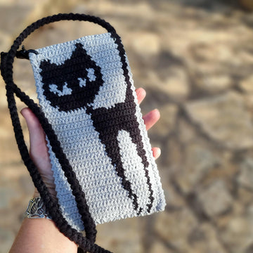 Mobile phone crossbody shoulder bag crochet pattern T25