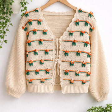 Rose Garden cardigan crochet pattern 3D stitch