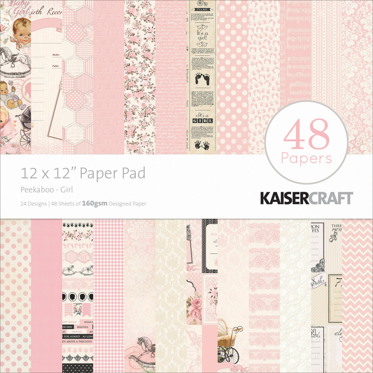 Kaisercraft Paper Pad 12"X12" 48/Pkg - Peekaboo Girl