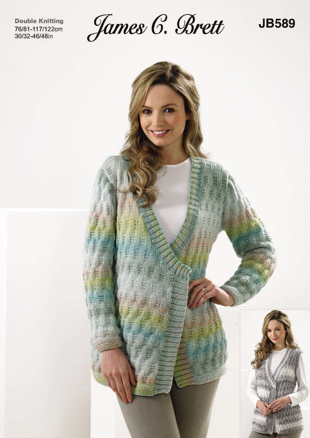 Jumper and Waistcoat in James C. Brett Marble DK - JB589 - Leaflet