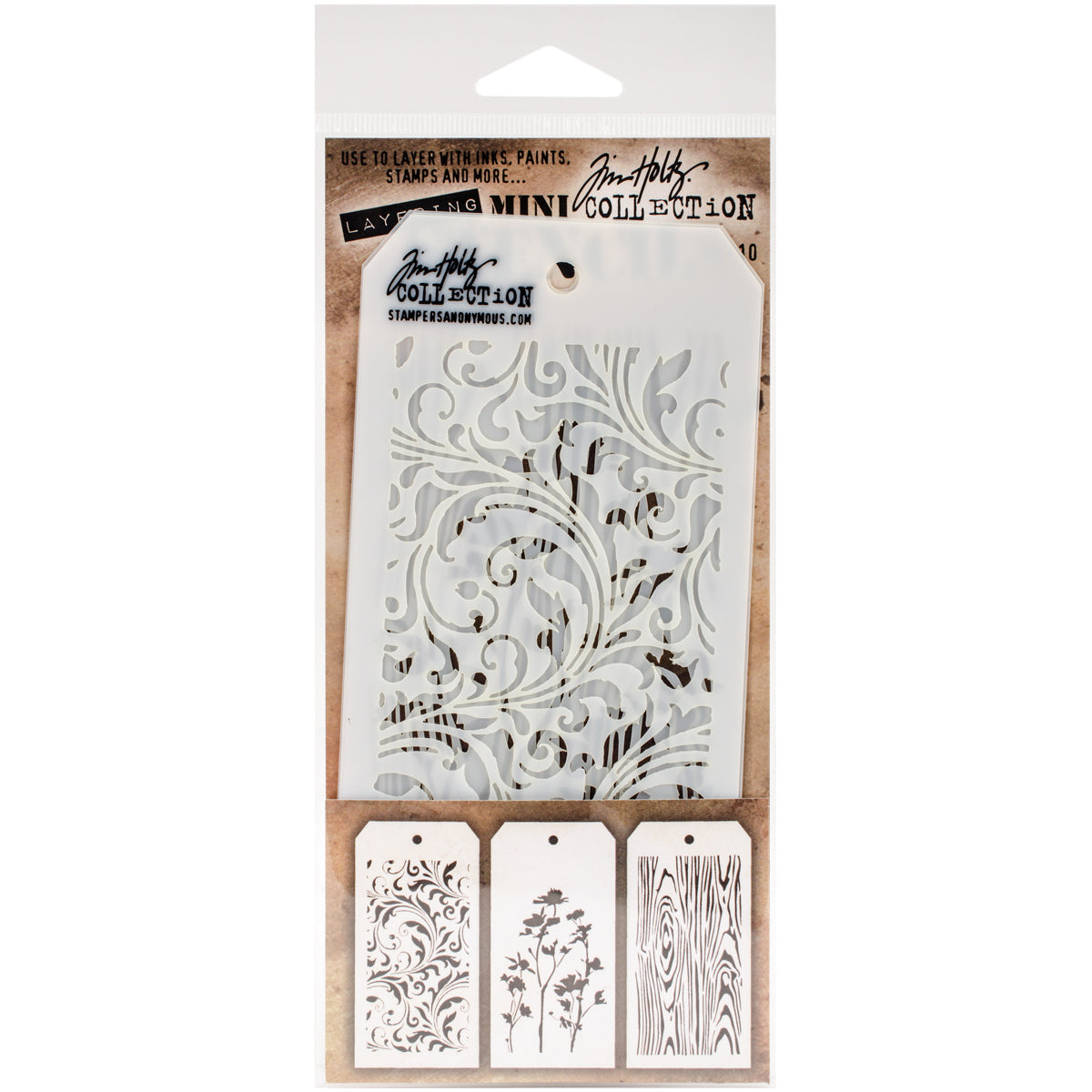 Stampers Anonymous Tim Holtz Mini Layered Stencil Set 3/Pkg - Set #10