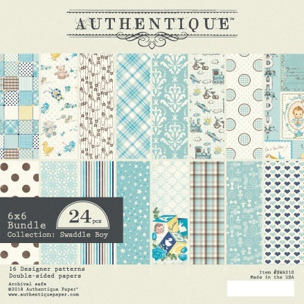 Authentique Paper Authentique Double-Sided Cardstock Pad 6"X6" 24/Pkg - Swaddle Boy, 8 Designs/3 Each