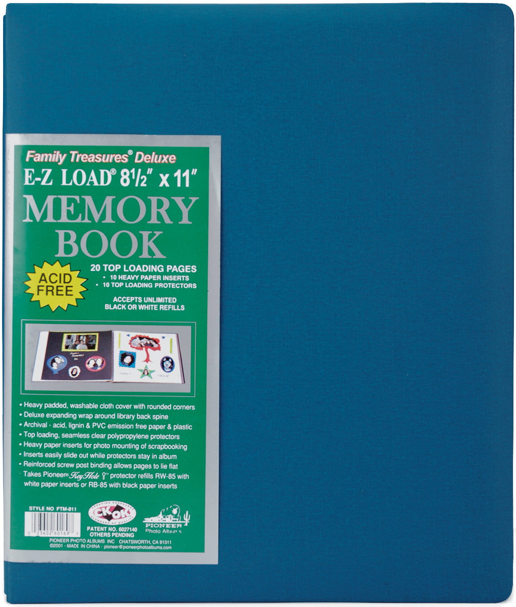 Pioneer Family Treasures Fabric Post Bound Album 8.5"X11" - Seabreeze Blue