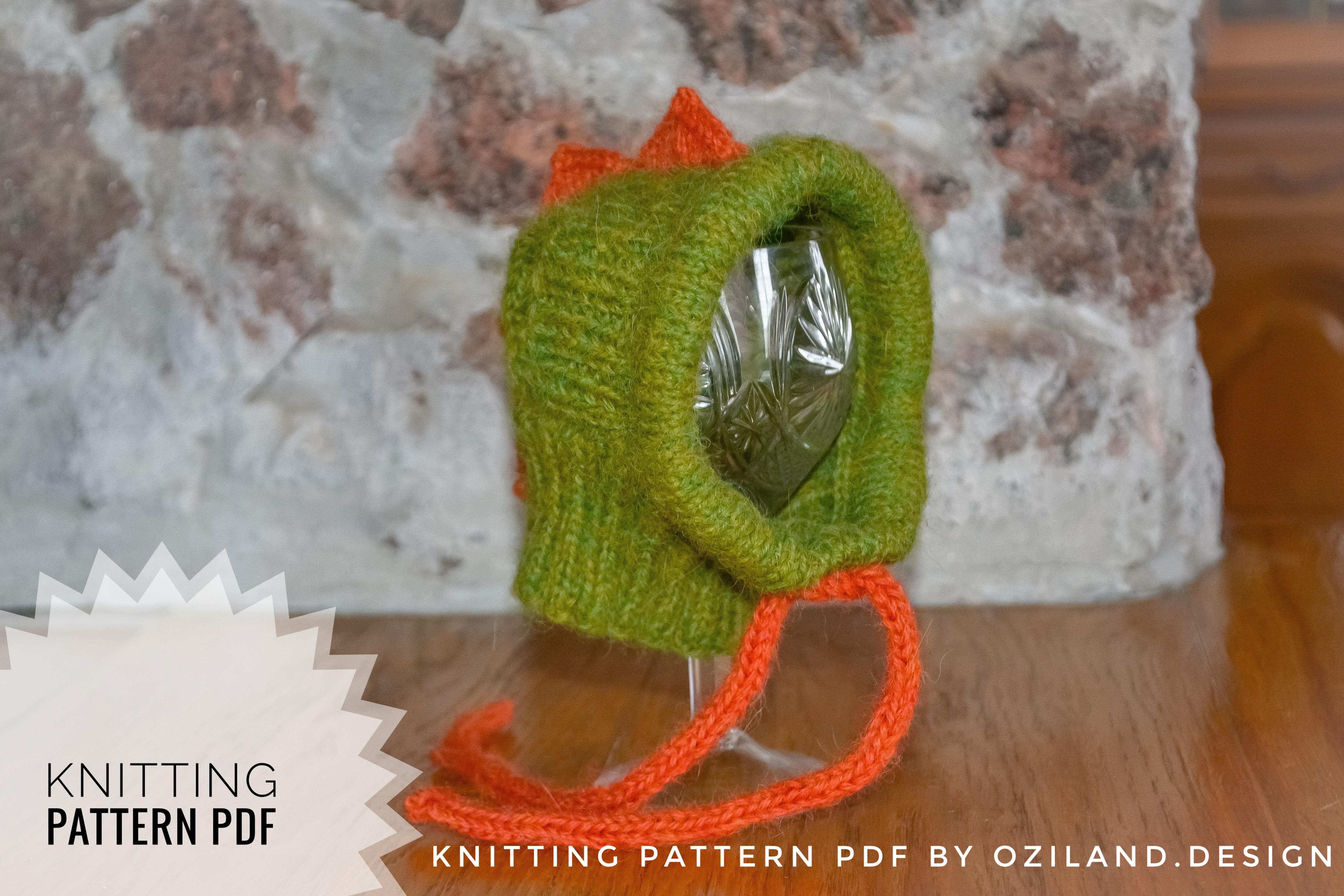 Knitting Pattern Dragon dog hat for small dog Size XS