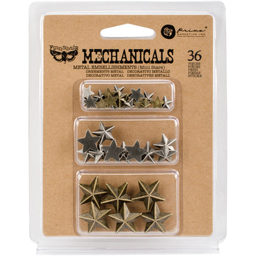 Prima Marketing Finnabair Mechanicals Metal Embellishments - Mini Stars 36/Pkg