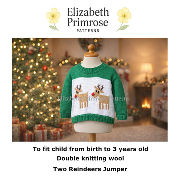Two Reindeers Jumper Knitting Pattern P36