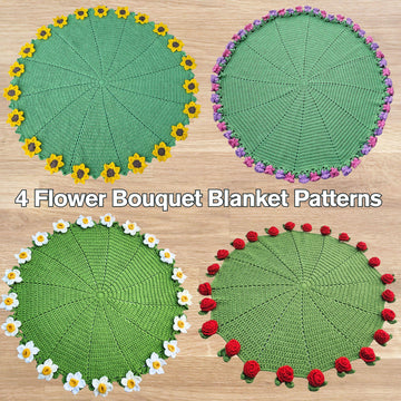 4 Pattern Bundle Flower Bouquet Blanket Crochet Patterns