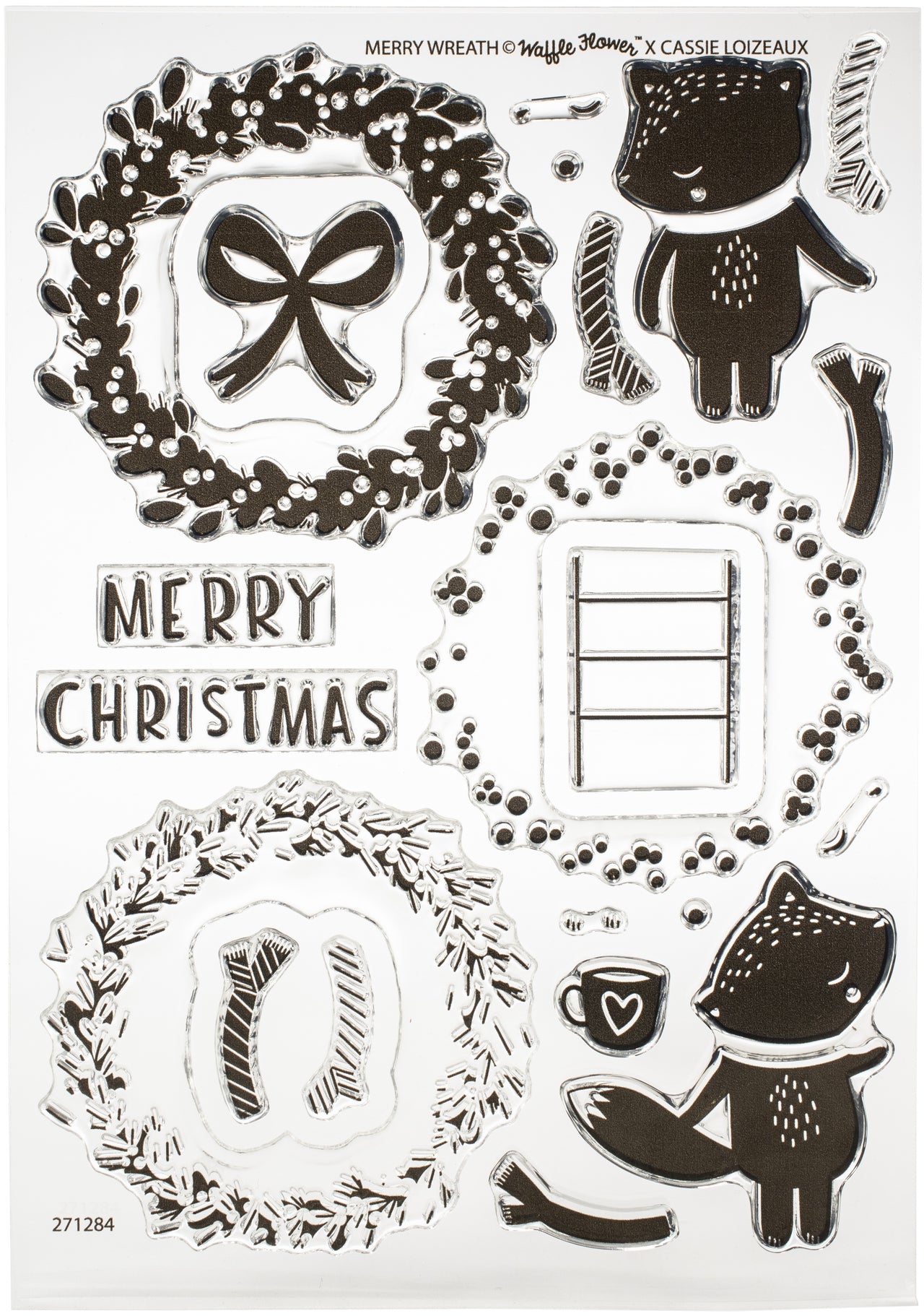 Waffle Flower Crafts Clear Stamp 5"X7" - Merry Wreath