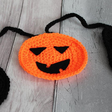 Black Cat & Pumpkin Crochet Bunting, Halloween Garland