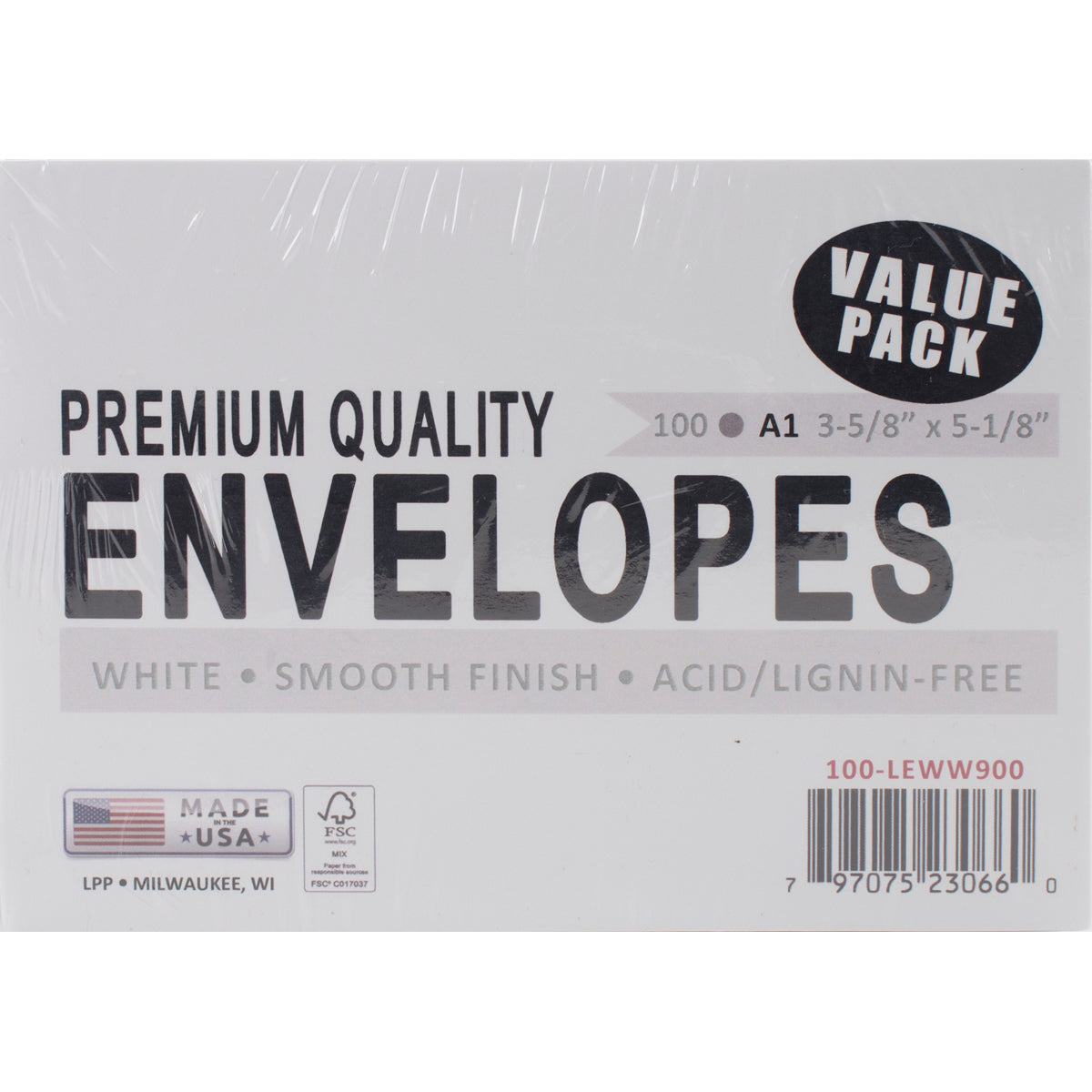 Leader Paper Products Leader A1 Envelopes (3.625"X5.125") 100/Pkg - White
