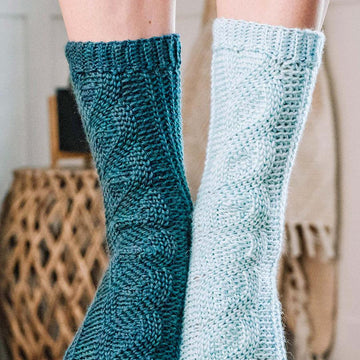 All Cabled Up In Sunshine Crochet Socks