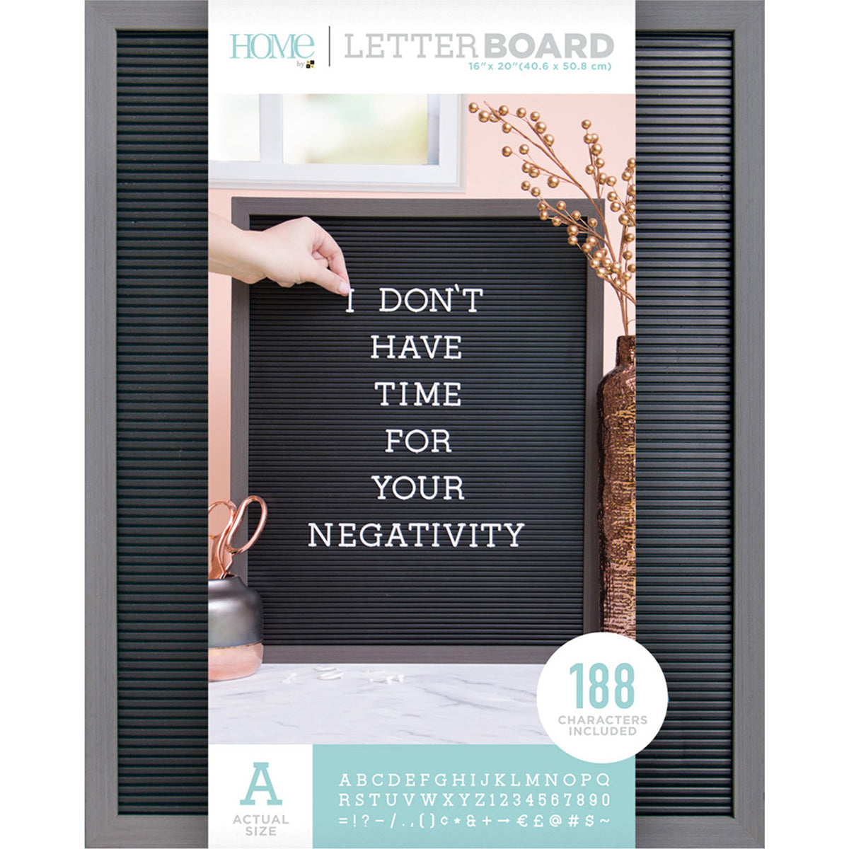 American Crafts DCWV Framed Letterboard 16"X20" - Gray Stained W/Black Insert