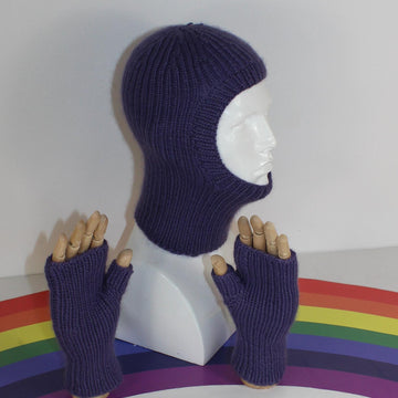 Adult & Teen Aran Rib Balaclava & Matching Gloves