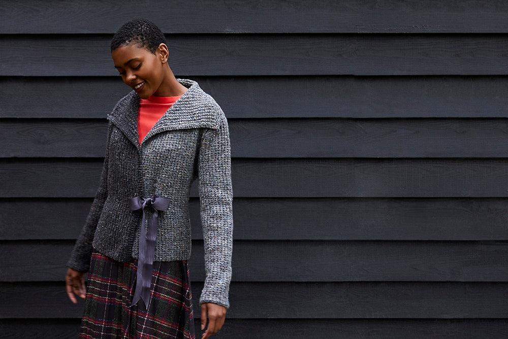 " Ora " - Cardigan Knitting Pattern For Women in Debbie Bliss Donegal Luxury Tweed Aran by Debbie Bliss