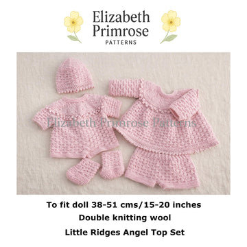 Little Ridges Angel Top Set Knitting Pattern P57 | Dolls Clothes | Elizabeth Primrose Patterns