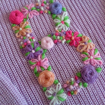 Floral Initial Embroidery Knitting Baby Sweater