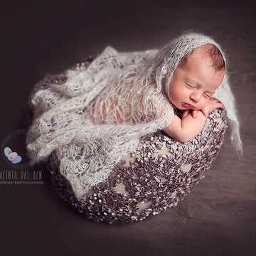 #90 Newborn dainty blossom mohair wrap