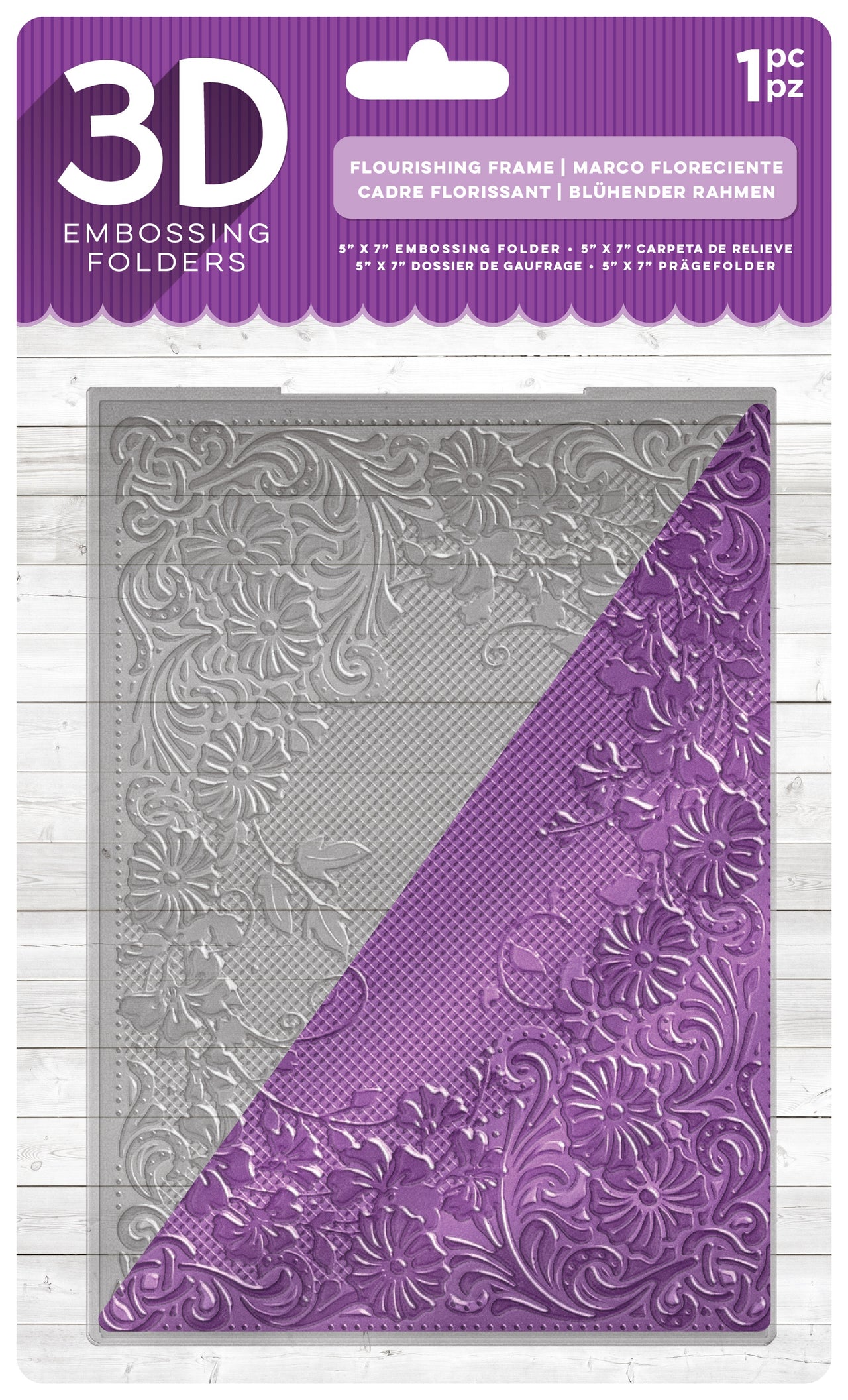 Crafter's Companion 3D Embossing Folder 5"X7" - Flourishing Frame