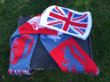 Mini car and Union Jack scarf