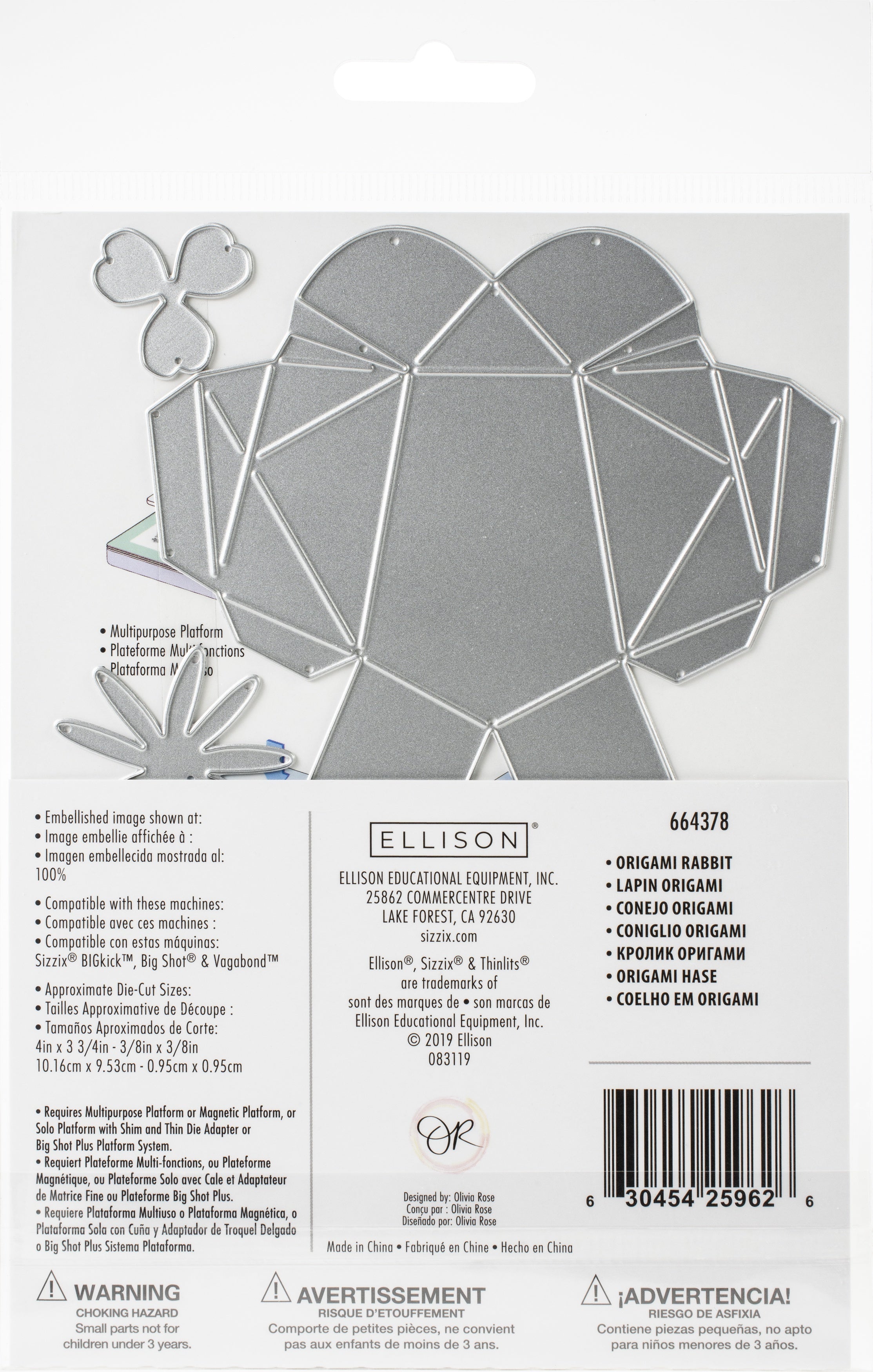 Sizzix Thinlits Dies By Olivia Rose 9/Pkg - Origami Rabbit